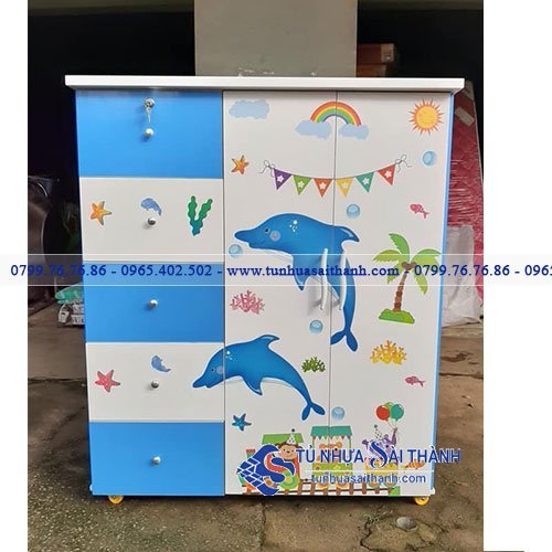 Hình 1. Tủ nhựa trẻ em Đài Loan thiết kế chắc chắn, họa tiết sinh động